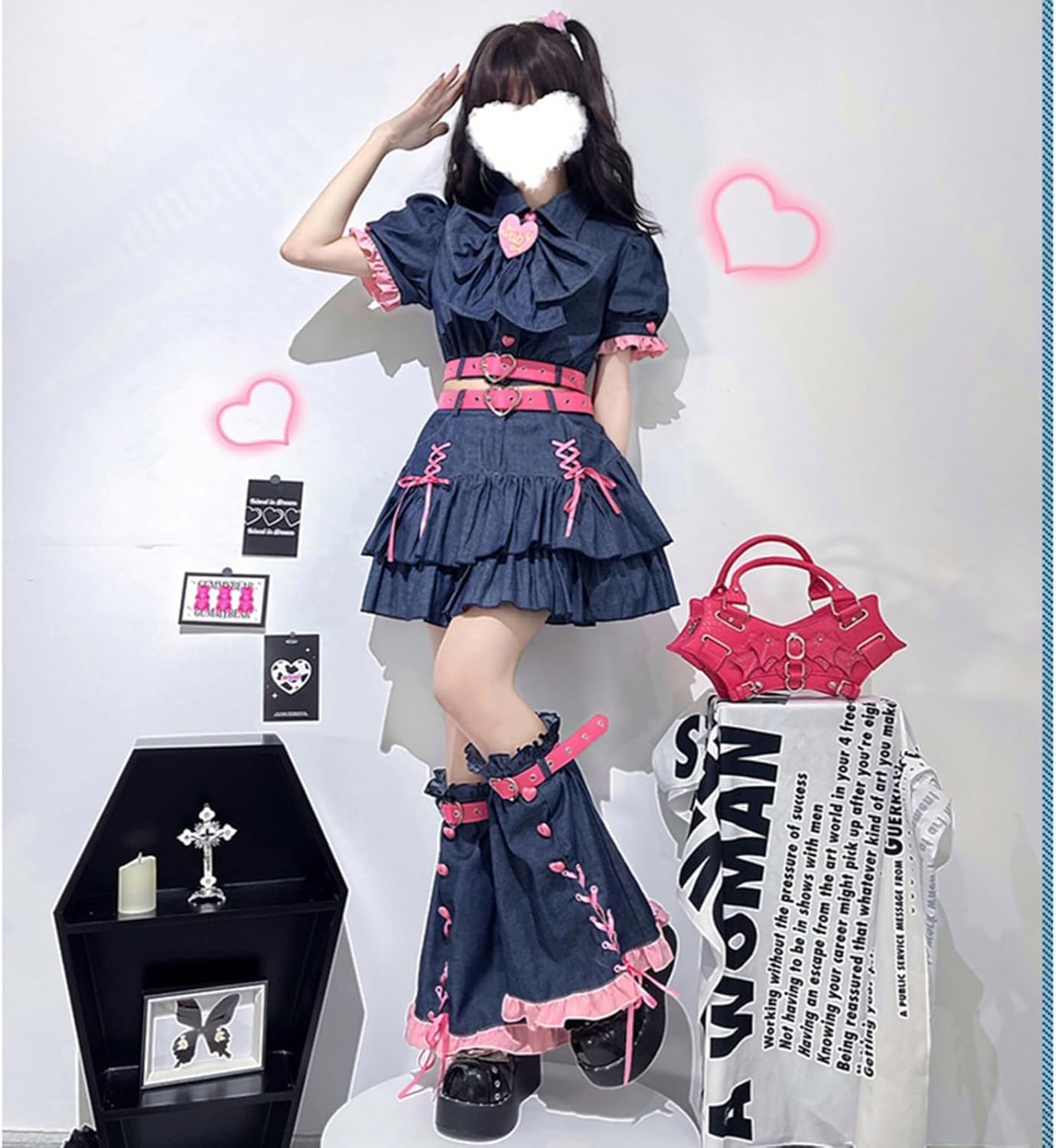 Amazon.co.jp: ロリータ風 ゴスロリ コスプレ 衣装 Y2K デニム セット